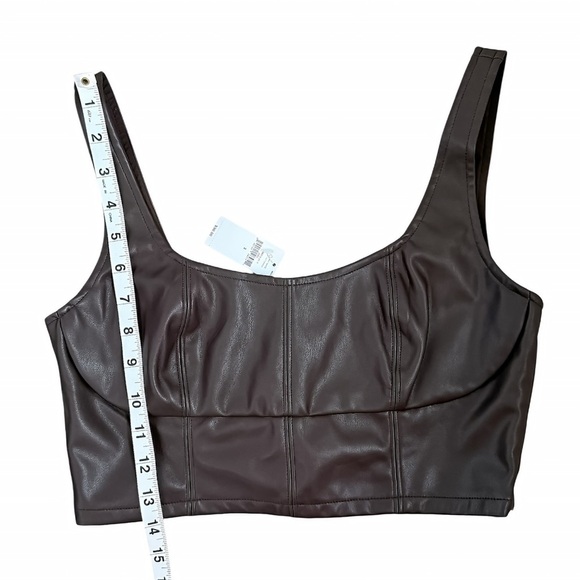 Banana Republic Faux Leather Crop Top Brown Chocolate Size 2 NWT - Picture 8 of 8